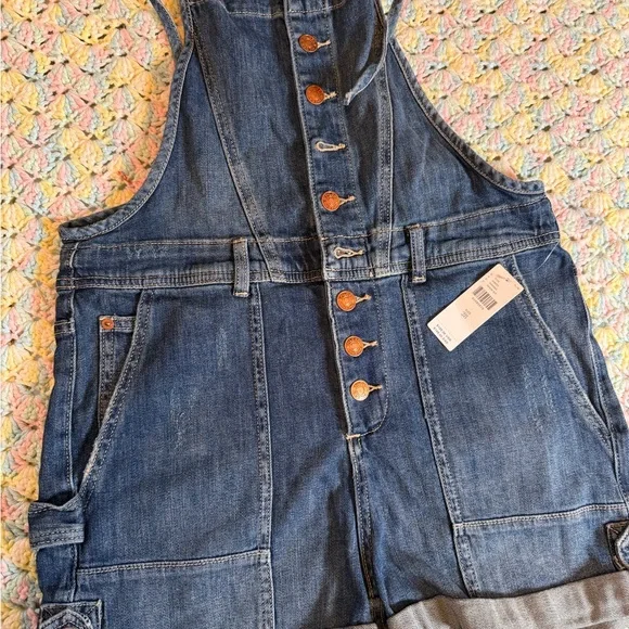 Anthropologie Denim Overalls with Button Detail - Picture 2 of 4